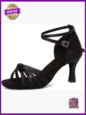 Satin Latin Dance Shoes Women's Ballroom Salsa Practice Performance Heels